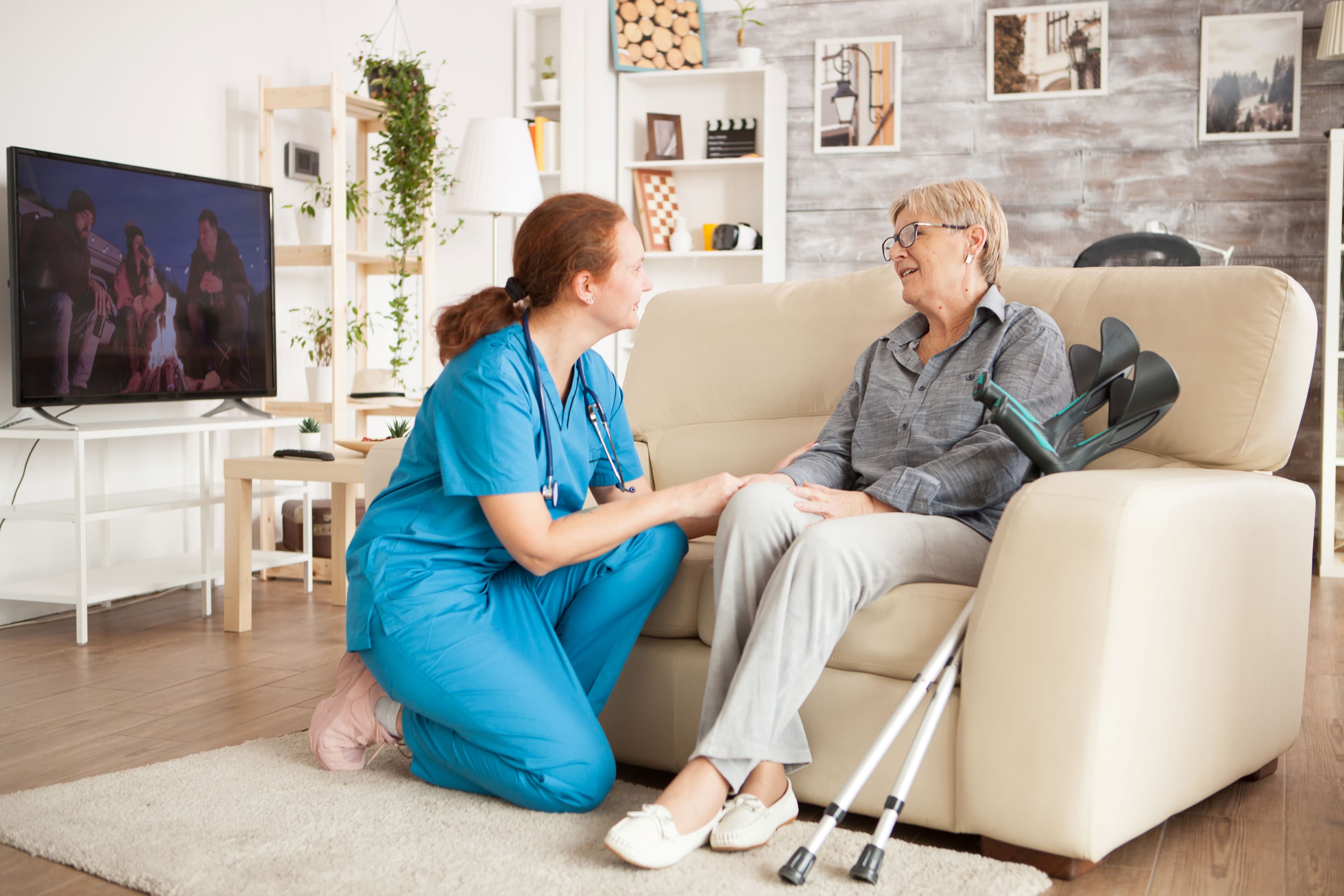 Caregiver providing home care support